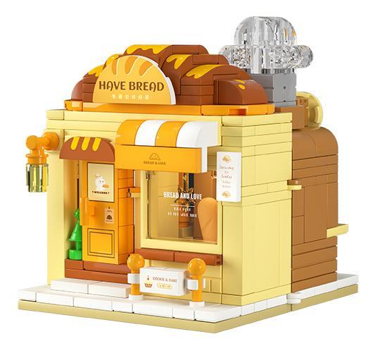 Bộ lắp ghép Tiệm bánh mì Wekki 516606, mô hình tiệm bánh mì mini màu vàng nâu trắng, đồ chơi mô hình cho bé 6 tuổi, giá tốt.