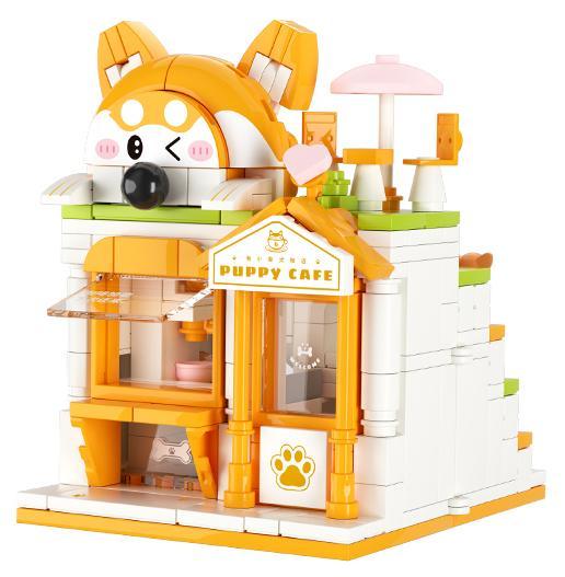 Bộ lắp ghép Wekki 516608 Quán Cà Phê Chó Shiba Inu đáng yêu, đồ chơi mô hình cho con gái 8 tuổi, chất lượng tốt.