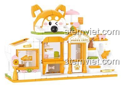 Đồ chơi xây dựng Wekki 516608 Quán Cà Phê Chó Cưng, bộ xếp hình cho bé gái 8 tuổi, giá tiết kiệm.