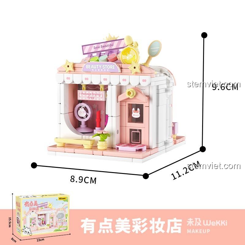 Kích thước chi tiết của đồ chơi xếp hình Wekki 516615 Beauty Store, món quà ý nghĩa cho con gái.