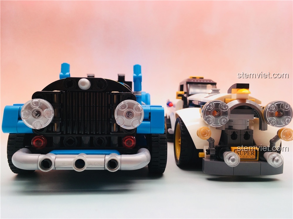 So sánh trực diện phần đầu xe của mô hình Winner 7090 với xe khác, nhấn mạnh thiết kế đèn pha và cản trước đặc trưng.