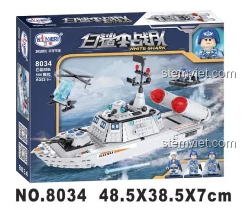 Mô hình bộ lắp ráp Tàu chiến Cá Mập Trắng Winner 8034 cho bé trai 6 tuổi, giá rẻ.