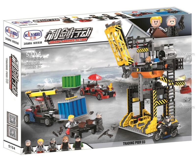 Hộp đồ chơi Winner JEMLOU 5104 Bến Tàu Giao Dịch Số 03, bộ xếp hình cảng biển sôi động cho bé trai 6 tuổi, chất lượng cao.