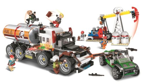 Hộp bộ lắp ghép Căn cứ dầu mỏ Winner 5105, đồ chơi mô hình Xe tải chở dầu JEMLOU 5105, giá rẻ cho bé trai 6 tuổi.