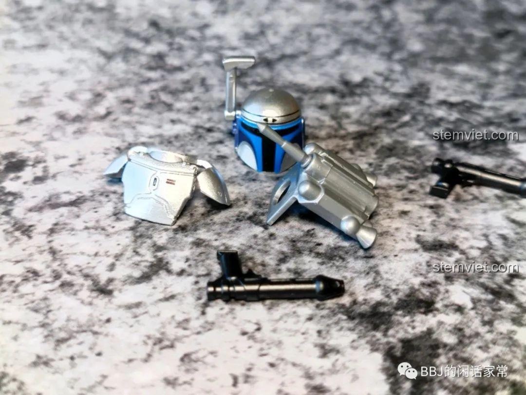 6122 Nhân vật Star Wars, mũ bảo hiểm và phụ kiện Jango Fett, bộ đồ chơi lắp ghép độc đáo.