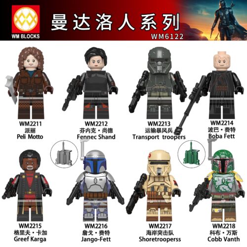 Bộ đồ chơi Minifigure Mandalorian WM6122 Star Wars, 8 minifigure độc đáo, chi tiết sắc nét, phù hợp bé trai 8 tuổi, giá tốt.