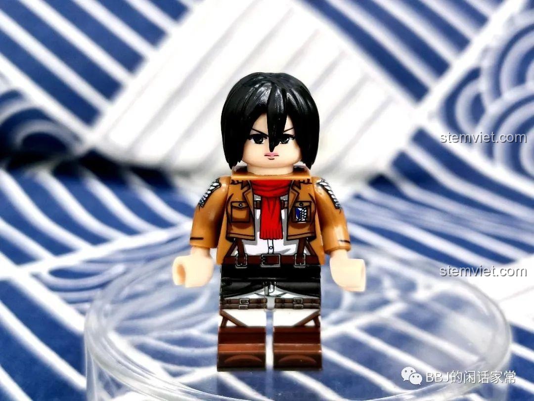 Minifigure Mikasa Ackerman WM2446 với biểu cảm lạnh lùng. Figure Đại Chiến Titan 6148.