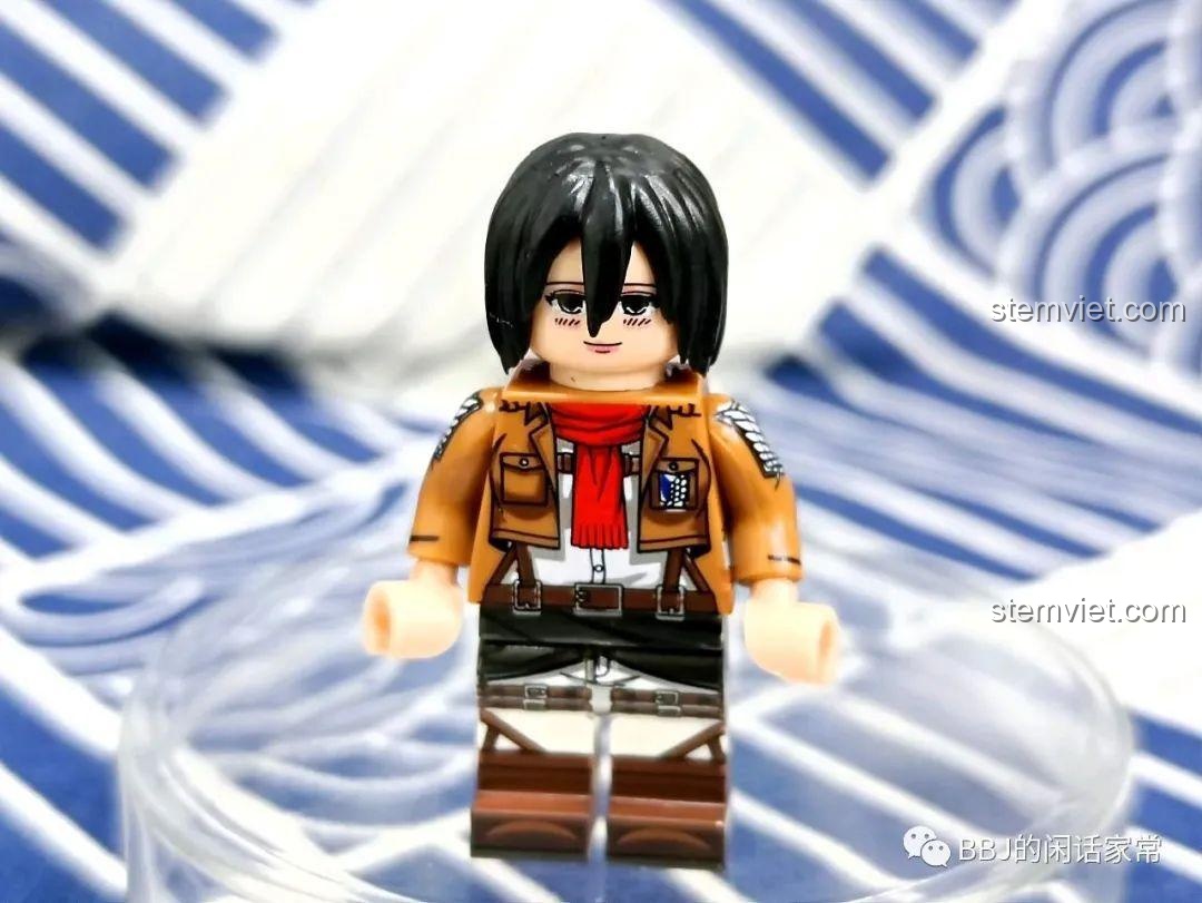 Minifigure Mikasa Ackerman WM2446 với biểu cảm hiền dịu. Một trong những nhân vật nữ được yêu thích nhất Attack on Titan.