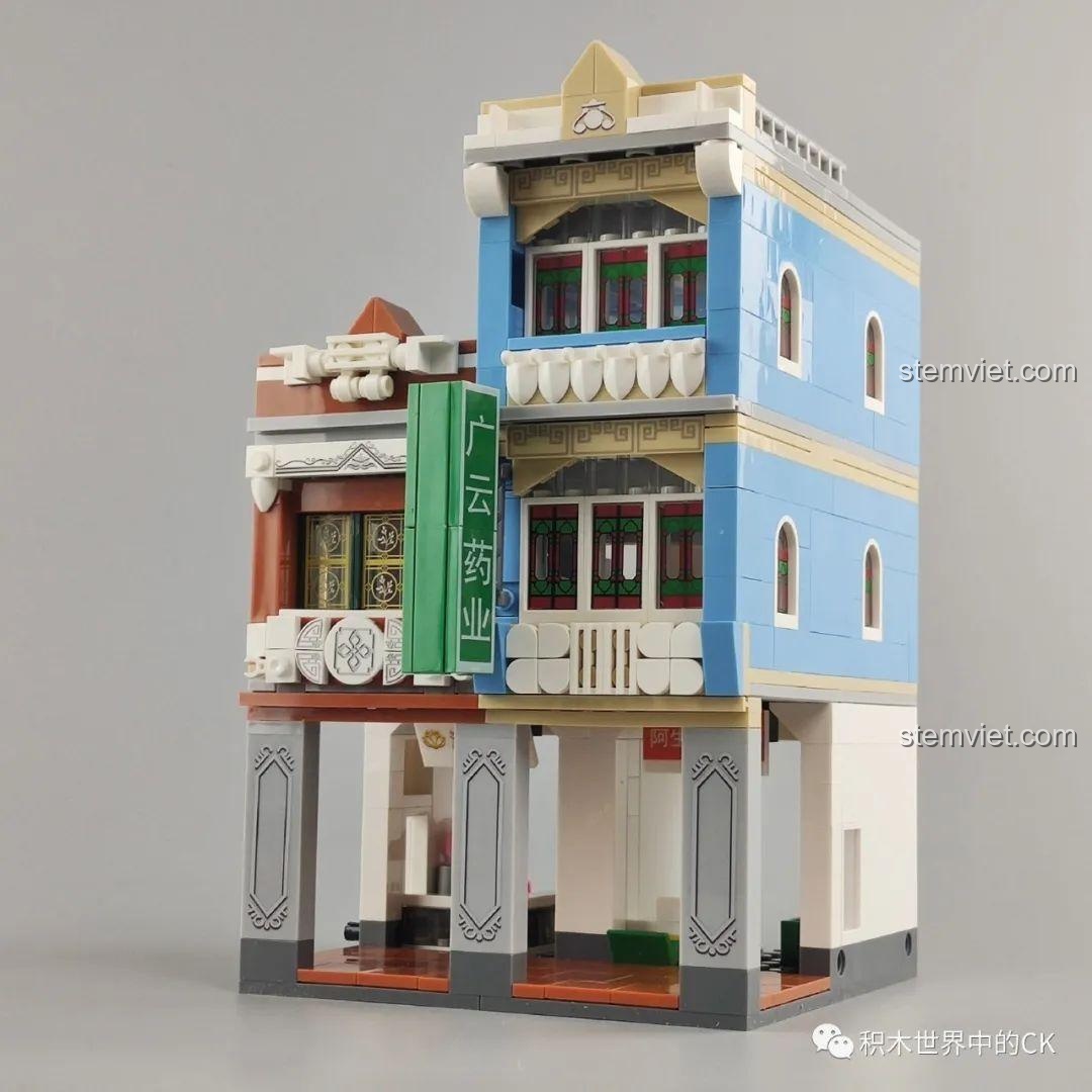 Mô hình tổng thể Phố Cổ Kiến Trúc Qilou WOMA C0336 nhìn từ phía trước, thể hiện toàn bộ vẻ đẹp kiến trúc.