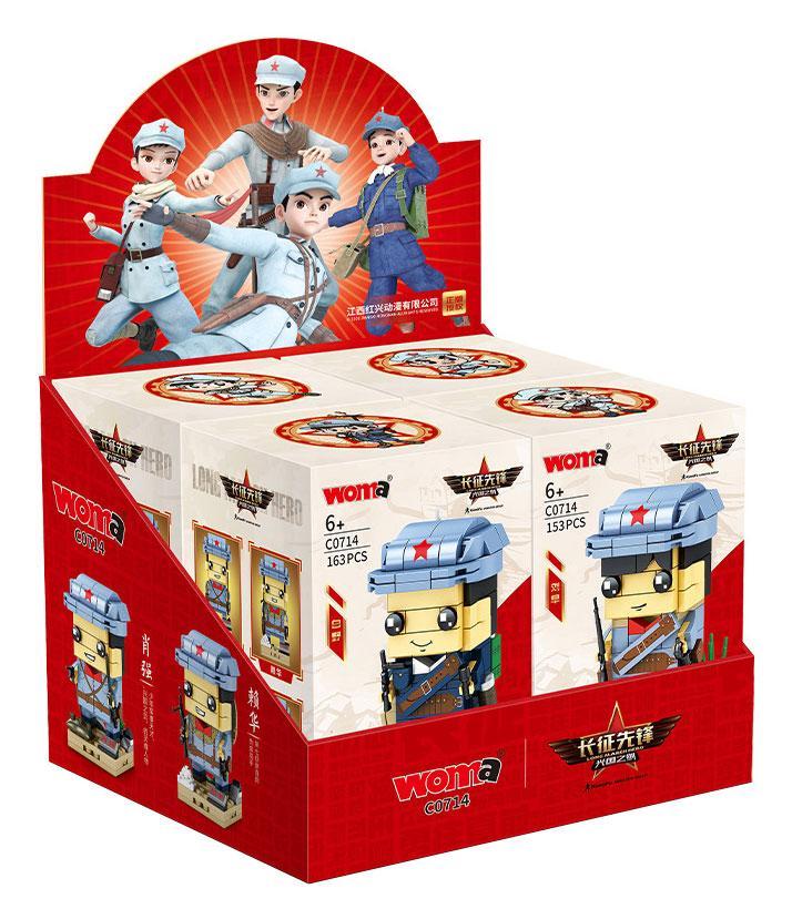 Hộp trưng bày bộ lắp ráp WOMA C0714 gồm 4 nhân vật anh hùng Hồng Quân, đồ chơi cho bé trai 6 tuổi.