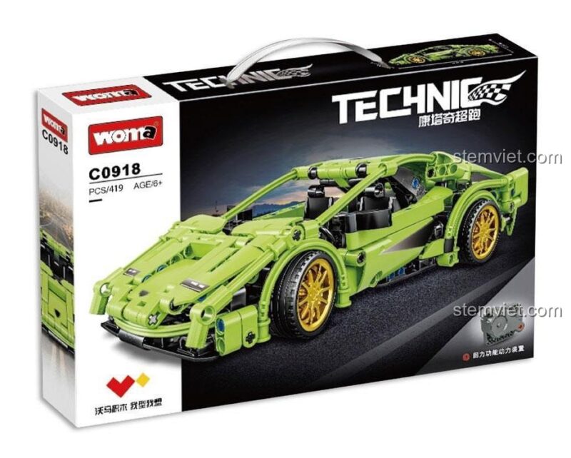Hộp đồ chơi mô hình Woma C0918 Siêu xe Lamborghini Countach kéo lùi, bộ lắp ráp xe đua cho bé trai 6 tuổi, giá tiết kiệm