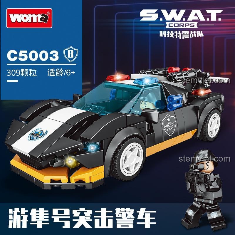 Mô hình Xe Đột Kích Chim Ưng WOMA C5003B, một trong 4 xe của bộ đồ chơi lắp ghép Biệt đội xe SWAT WOMA.