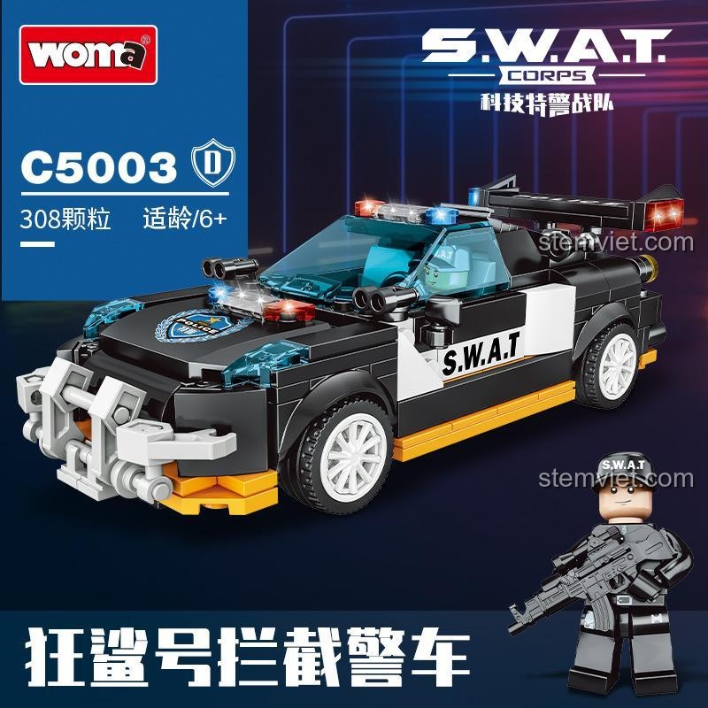 Mẫu Xe Chặn Bắt Cá Mập WOMA C5003D hầm hố từ bộ Xe đua cảnh sát 5003.