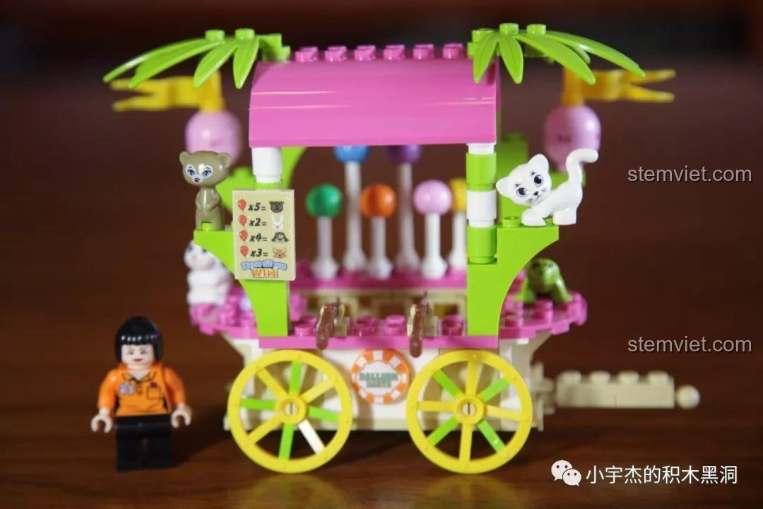 Mô hình quầy game Sembo 601114 hoàn chỉnh với minifigure và các phần thưởng động vật. Xe bán đồ ăn vặt 1114 xịn giá rẻ.