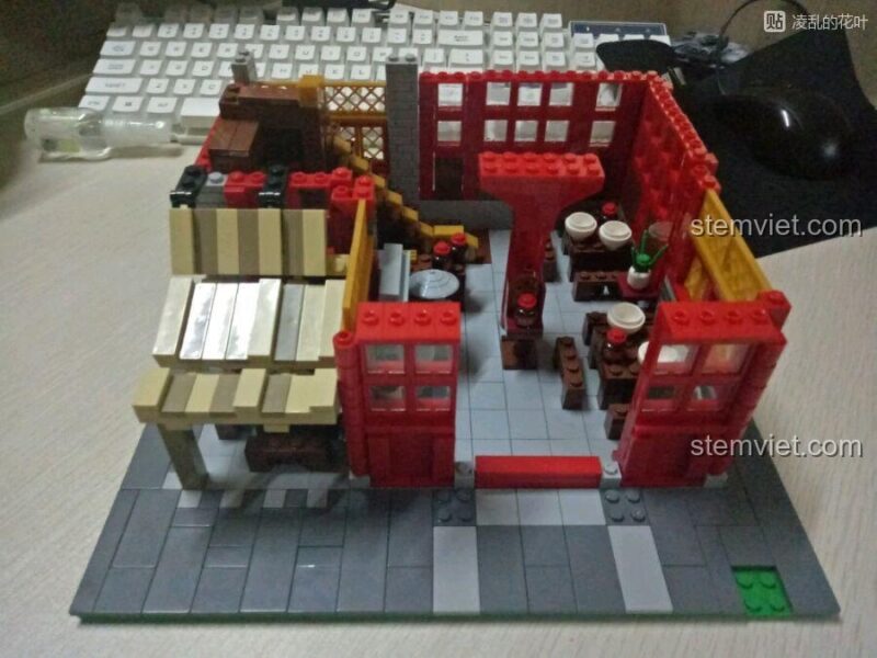 Nội thất chi tiết của bộ lắp ghép Nhà hàng Trung Hoa Tụ Hiền XB-01002, thể hiện sự tinh xảo trong thiết kế.