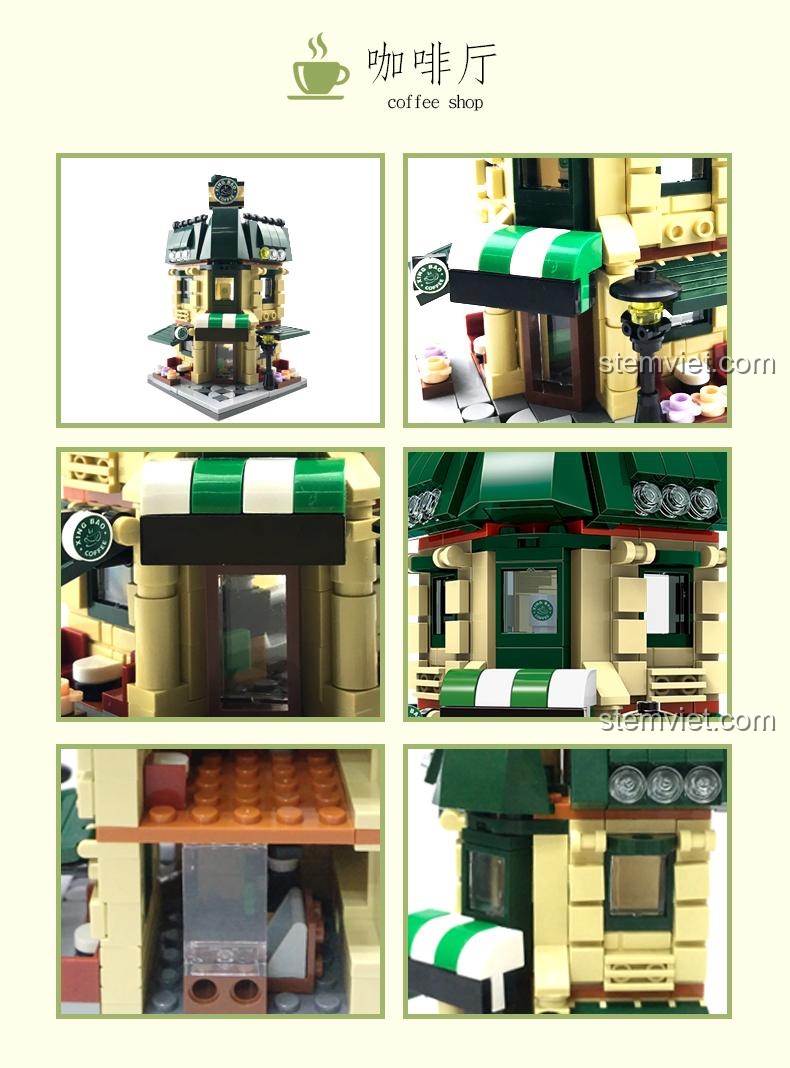Chi tiết bên trong và bên ngoài của đồ chơi mô hình Cửa hàng Hoa mini 01105.