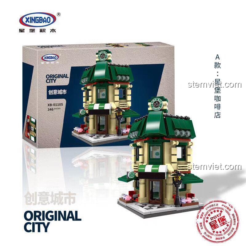 Hộp và mô hình Cửa hàng Thú cưng mini từ bộ đồ chơi xây dựng XB-01105.