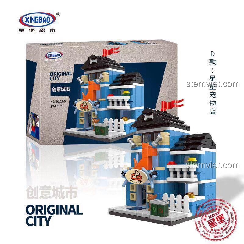 Hộp và mô hình Cửa hàng Cà phê mini từ bộ lắp ghép Dãy nhà phố mini Xingbao.