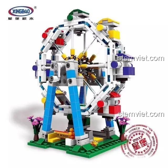 Trang hướng dẫn lắp ráp chi tiết của bộ đồ chơi XB-01106, giúp bé dễ dàng hoàn thành mô hình.