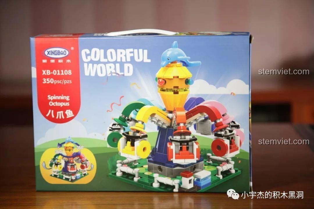 Hình ảnh thực tế hộp đồ chơi mô hình Vòng quay Bạch tuộc XB01108.