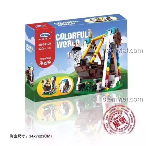 Hộp sản phẩm đồ chơi mô hình XB-01109 Tàu lắc cướp biển Xingbao với 520 mảnh ghép, món quà giá rẻ và ý nghĩa.