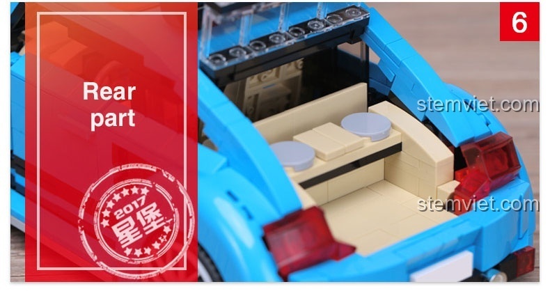 Kích thước chi tiết của bộ lắp ráp Xe Con Bọ Volkswagen Beetle: dài 26.5cm, rộng 12cm, cao 9.4cm.