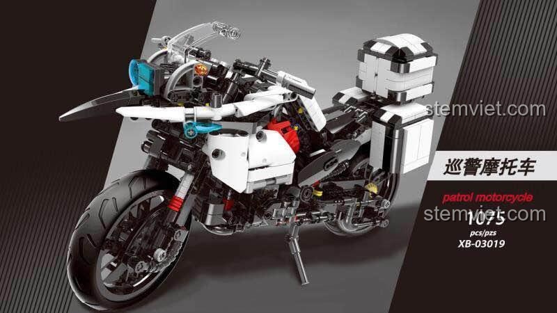đồ chơi mô hình Xe mô tô cảnh sát BMW XINGBAO XB-03019, hộp sản phẩm với 1075 chi tiết, phù hợp bé trai 10 tuổi, giá tiết kiệm.