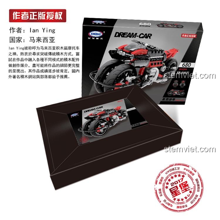 Bộ đồ chơi Xingbao XB-03021 được cấp phép bản quyền bởi nhà thiết kế Ian Ying từ Malaysia.