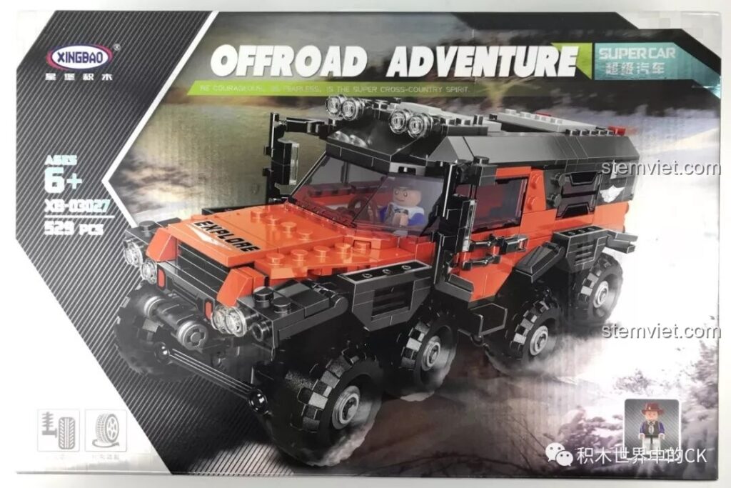 Hộp của bộ đồ chơi lắp ráp Xe Địa Hình 8 Bánh Siberian Conqueror Xingbao XB-03027 với hình ảnh sản phẩm hầm hố.