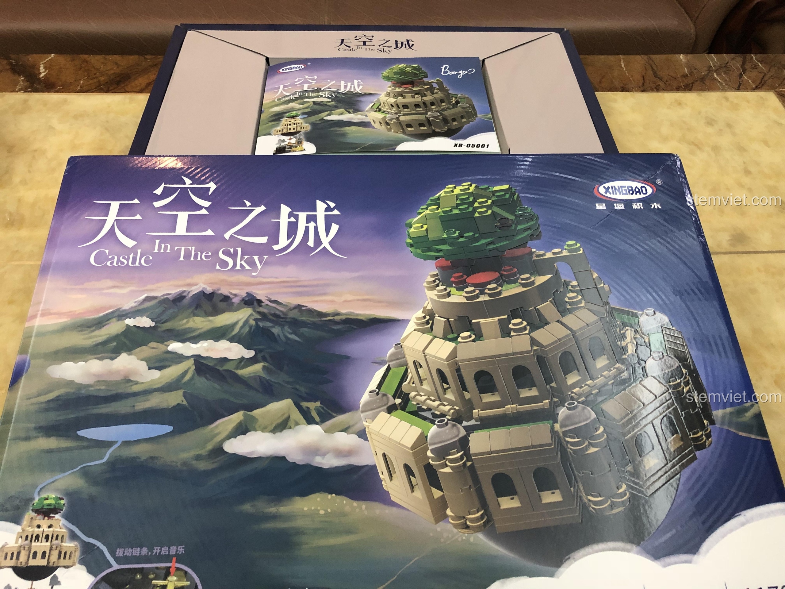 Hộp sản phẩm bộ lắp ghép Xingbao XB-05001 Lâu Đài Trên Không Laputa, quà tặng cho bé 7-12 tuổi.