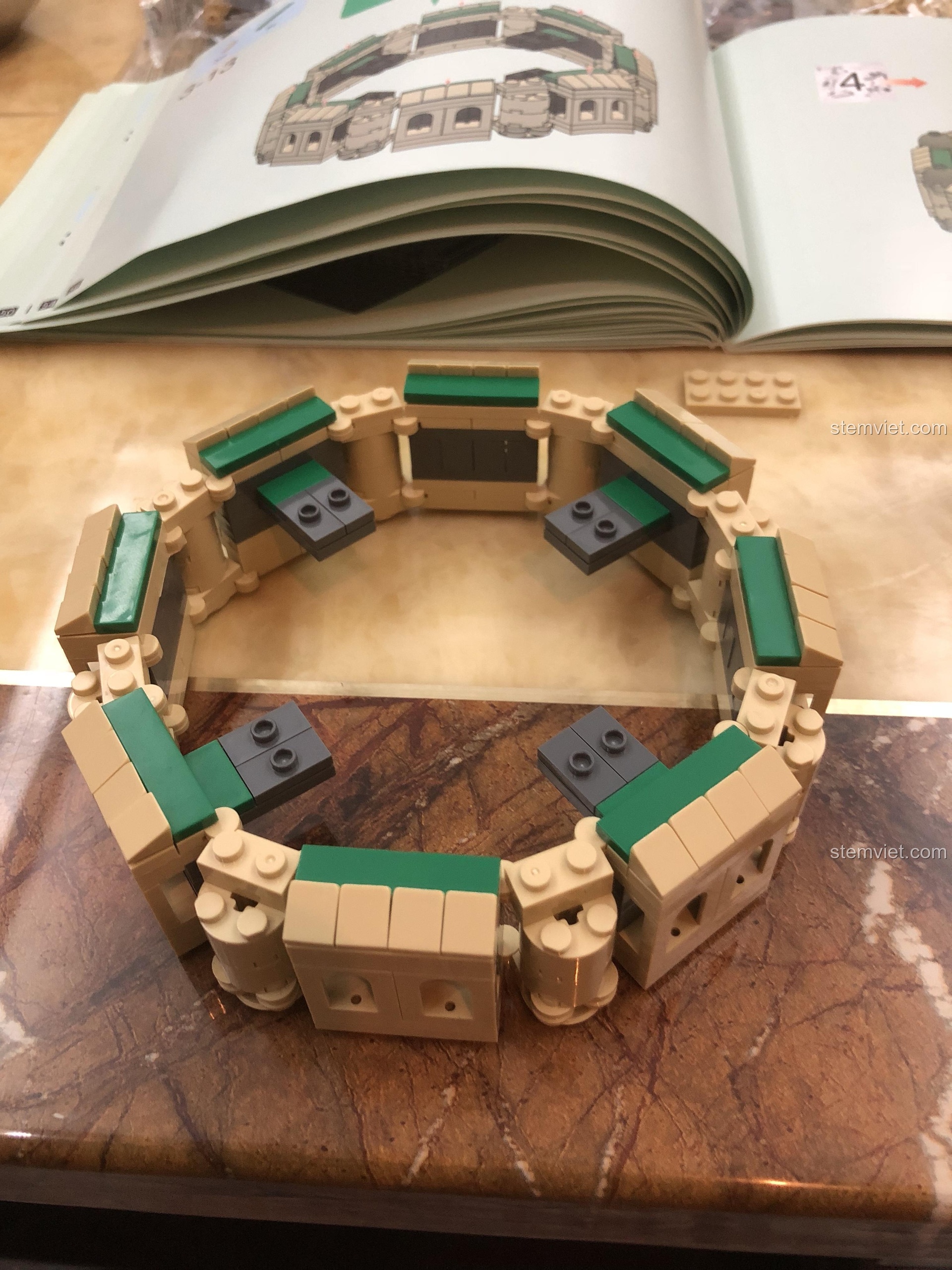 Hướng dẫn lắp ráp phần cây trên đỉnh của hộp nhạc lắp ráp Mô hình Lâu Đài Bay Laputa.