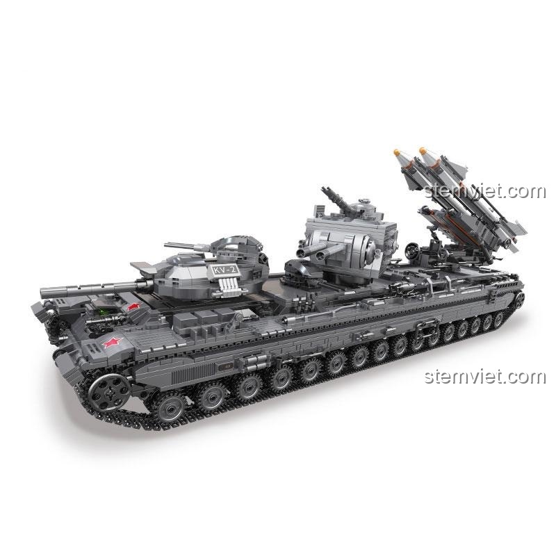 Mô hình xe tăng KV-2 XB06006 hoàn thiện, chi tiết sắc nét.