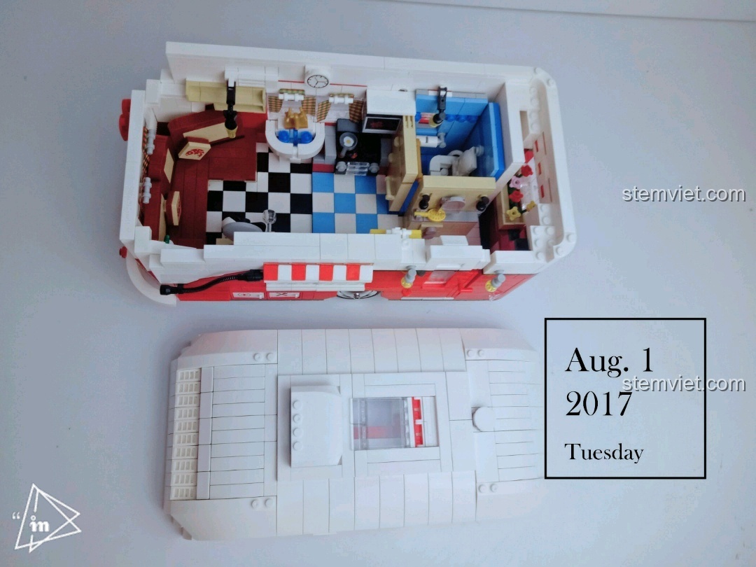 Bốn góc nhìn khác nhau của nhà moóc cắm trại, thể hiện chi tiết thiết kế bên ngoài.