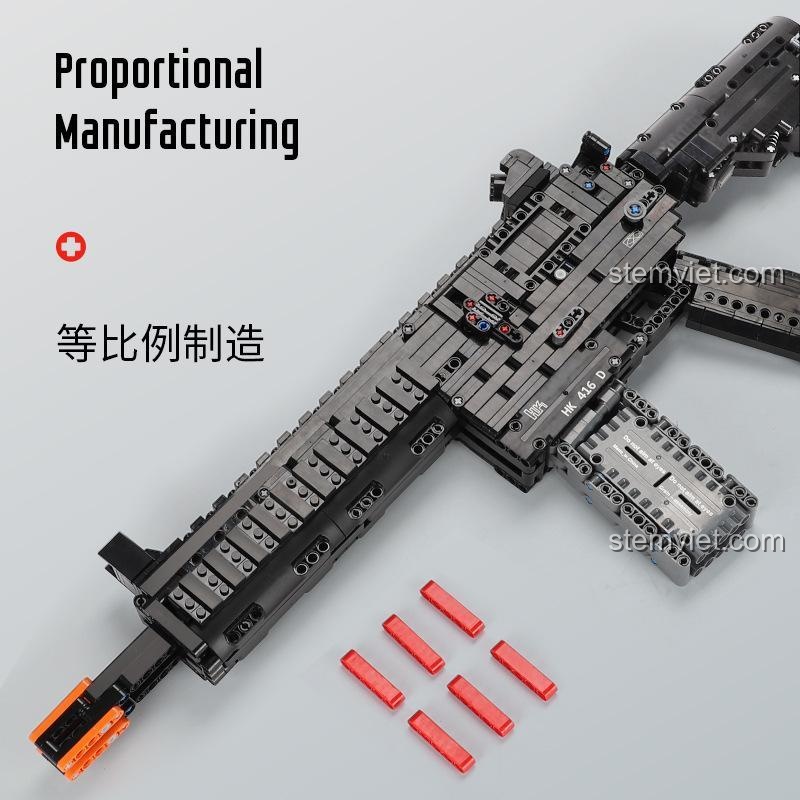 Chi tiết tinh xảo của mô hình súng trường lắp ráp Xingbao XB-24003, thiết kế theo tỉ lệ.