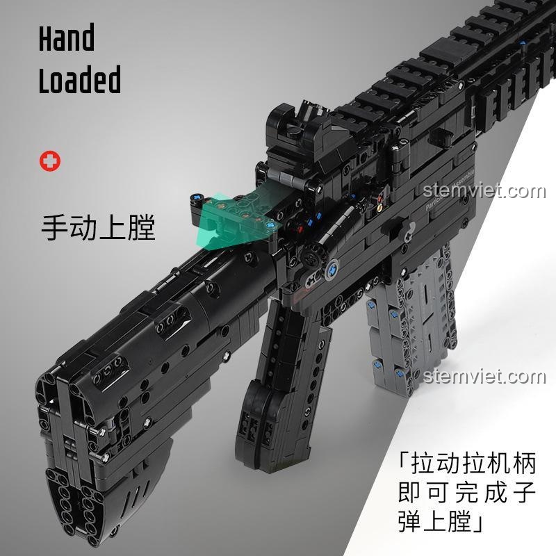 Cơ chế lên đạn thủ công của đồ chơi mô hình súng trường tấn công HK-416D Xingbao XB-24003.