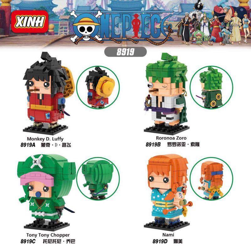 Bộ lắp ráp XINH 8919 One Piece Brickheadz gồm Luffy, Zoro, Chopper, Nami cho bé trai 10 tuổi, giá rẻ.