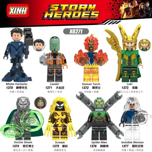 Bộ 8 Minifigure Siêu Anh Hùng Storm Heroes XINH X0271, đồ chơi lắp ghép nhân vật Marvel cho bé trai 6 tuổi, giá tốt.
