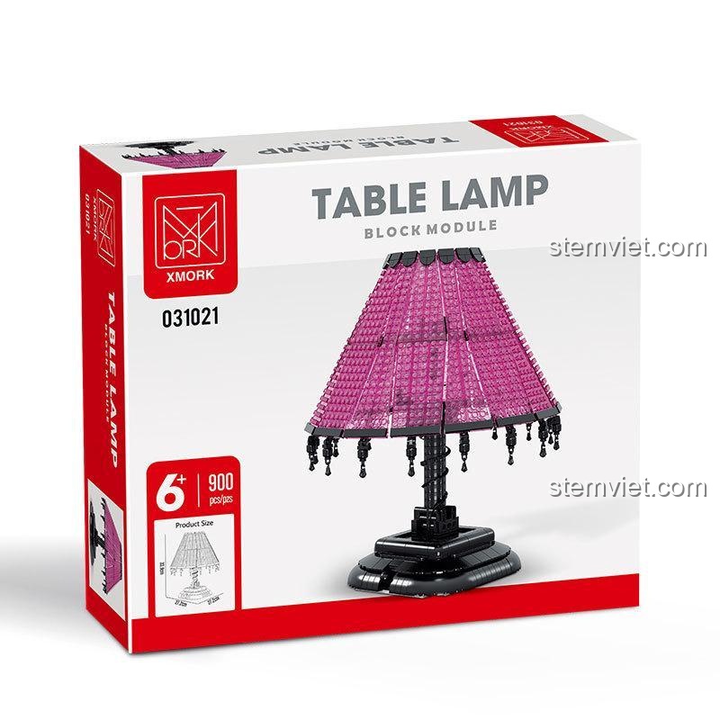 Hộp bộ lắp ghép Đèn bàn XMORK 031021, hiển thị 900 mảnh ghép, có đèn LED, dành cho bé gái 6 tuổi, giá tiết kiệm.