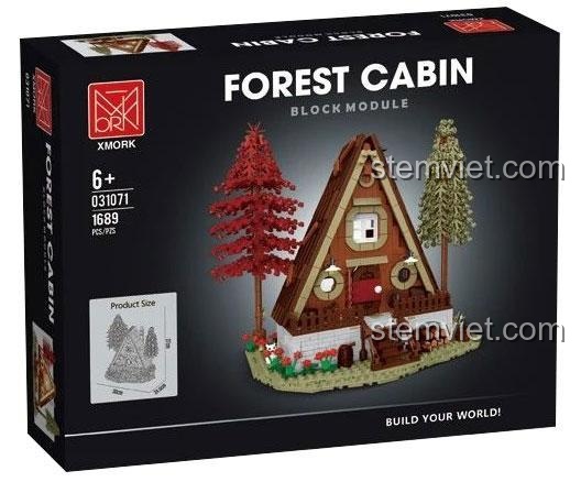 Hộp đồ chơi xây dựng Căn chòi gỗ trong rừng XMORK 031071, quà tặng sáng tạo cho bé gái.