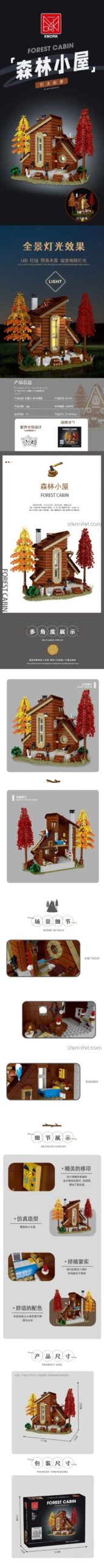 Cận cảnh phòng khách của đồ chơi mô hình Túp lều trong rừng 031073, có lò sưởi, bàn, ghế và các vật dụng trang trí.