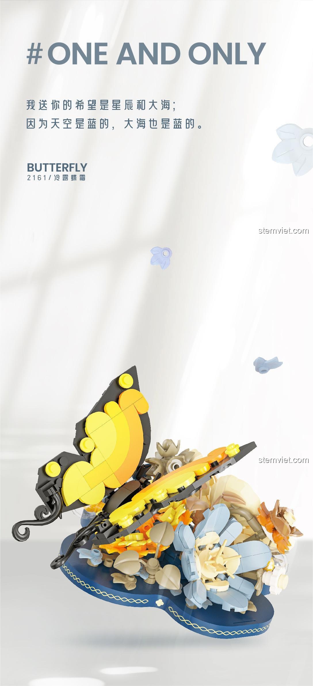 đồ chơi lắp ráp 2161 Mô hình Hoa Bướm, bộ xếp hình Bướm Hoa Lãnh Lộ Điệp Sương, màu sắc tinh tế