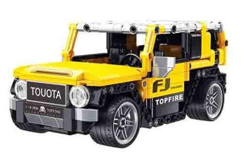 Bộ lắp ráp Yong Le Xing 11015 Xe Toyota Land Cruiser FJ Hồi Lực màu vàng đen, đồ chơi mô hình xe địa hình cho bé trai 6 tuổi, giá tốt