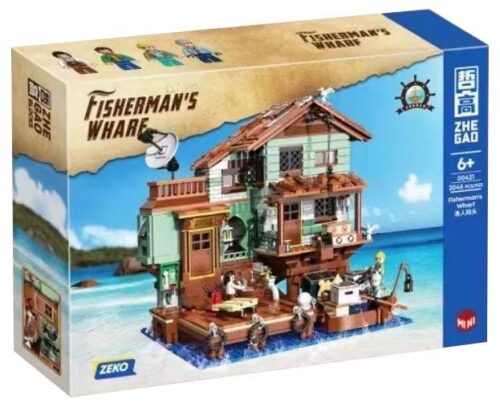 Hộp sản phẩm bộ lắp ghép Zhe Gao 00421 Bến Tàu Ngư Phủ, đồ chơi mô hình kiến trúc cho bé trai 6 tuổi.