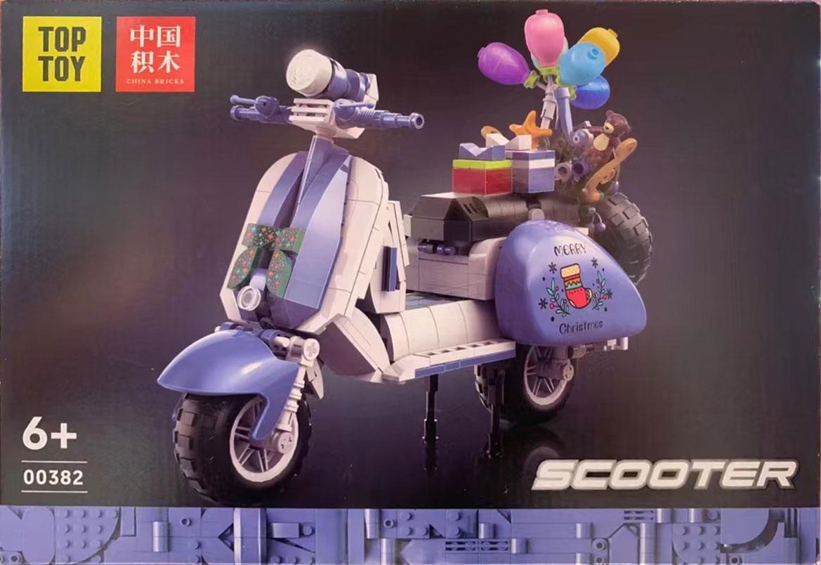 Bộ lắp ghép Xe Scooter Giáng Sinh Zhegao 00382, đồ chơi mô hình xe tay ga trang trí Giáng Sinh vui vẻ, món quà giá tốt cho bé trai bé gái 6 tuổi.