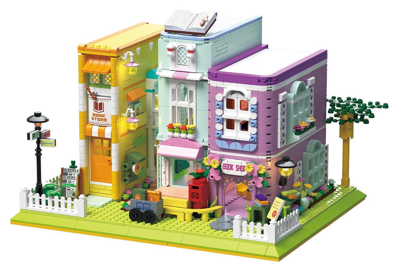 Bộ lắp ghép Cửa hàng Cà phê và Hiệu sách ZHEGAO 612023 1699 chi tiết, thiết kế độc đáo, màu sắc pastel, tương thích LEGO® cho bé gái 6 tuổi giá tốt.