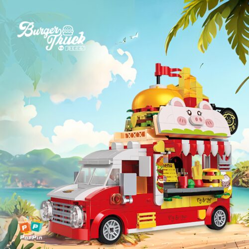 Bộ đồ chơi ZHEGAO 663006 Xe Tải Bán Bánh Mì Kẹp Thịt Hình Heo, đồ chơi mô hình xe bán đồ ăn nhanh cho bé trai bé gái 6 tuổi, chất lượng cao giá tốt.