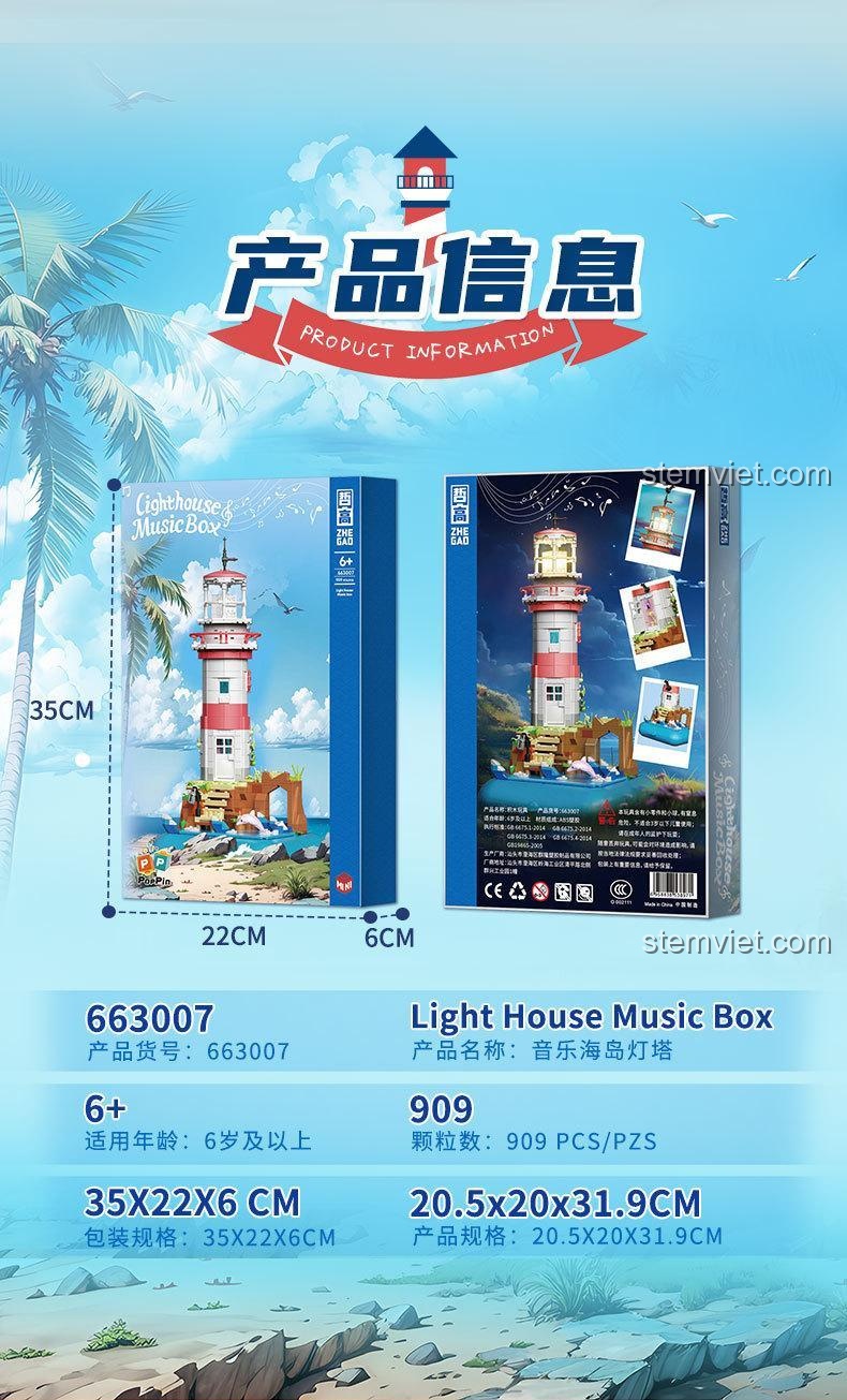 Thông tin sản phẩm đồ chơi lắp ráp ZHEGAO 663007: 909 chi tiết, cho bé 6 tuổi trở lên.