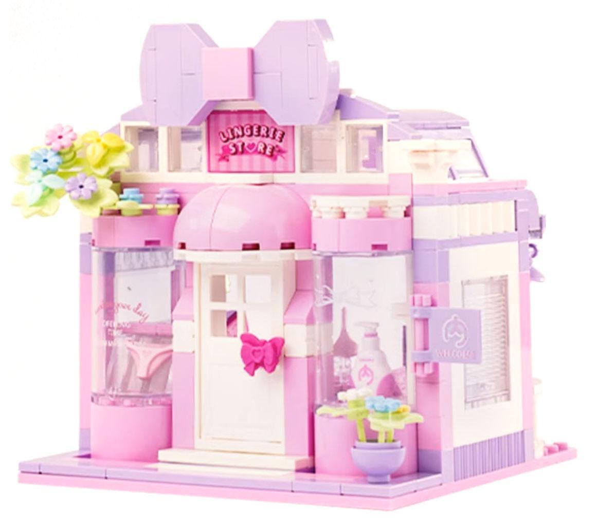 Bộ lắp ghép Cửa Hàng Nội Y Trái Tim Ngọt Ngào ZHEGAO DS1028, đồ chơi mô hình cho bé gái 8 tuổi, giá rẻ.