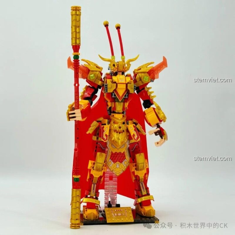 Mô hình ZHEGAO GZ2027 Tề Thiên Đại Thánh Cơ Giáp cầm Như Ý Kim Cô Bổng, đồ chơi xây dựng 791 mảnh, có đèn LED