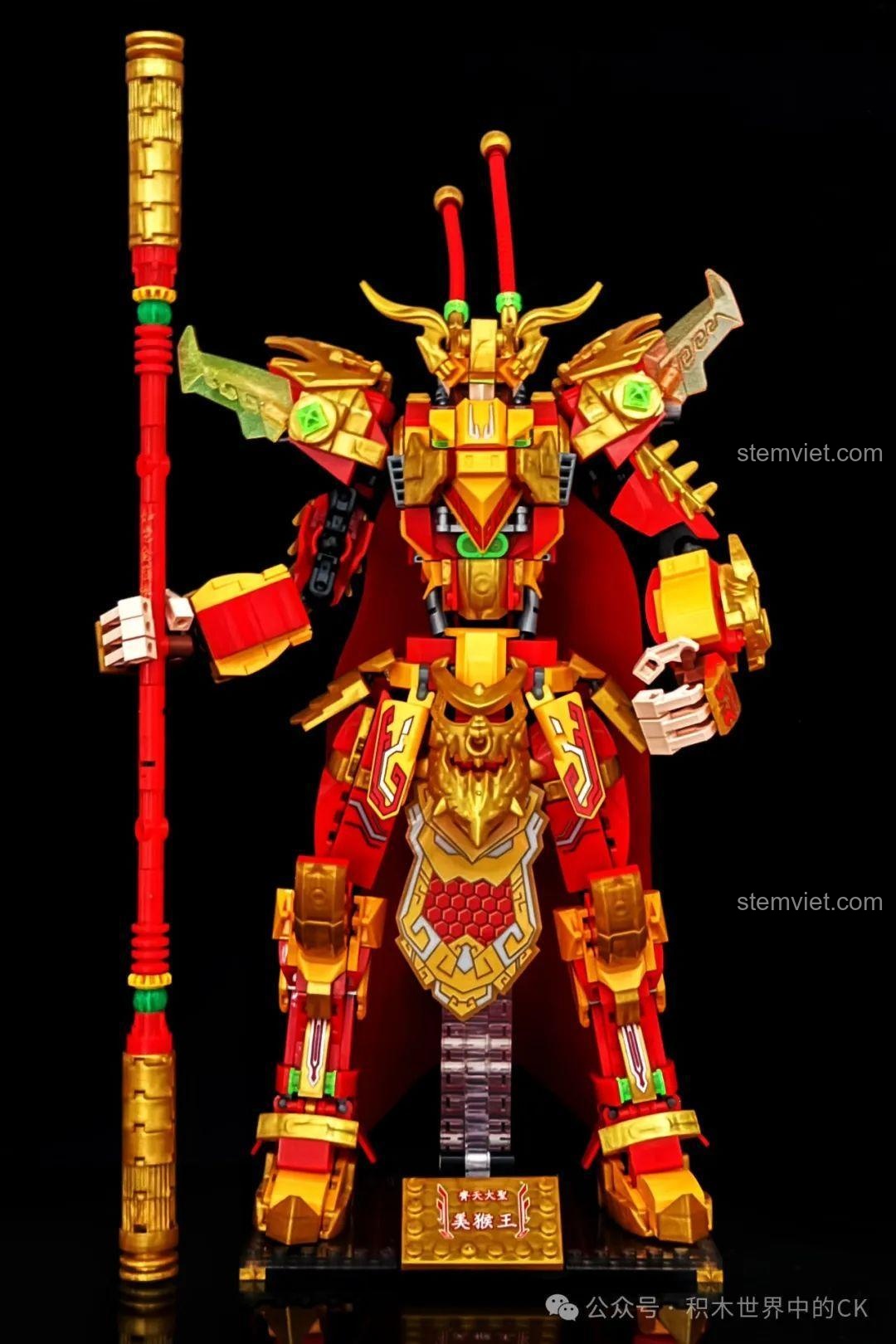 Mô hình Mỹ Hầu Vương Cơ Giáp Tề Thiên Đại Thánh ZHEGAO GZ2027 trong tư thế chiến đấu. Chiến binh Tôn Ngộ Không GZ2027 đáng tiền.